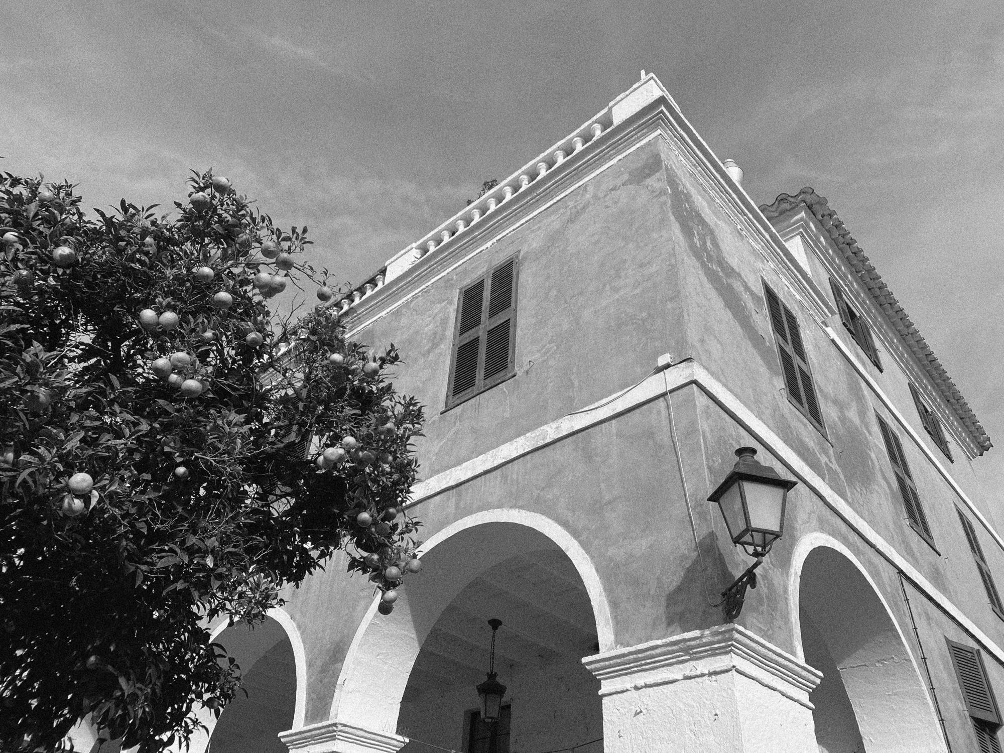 Casa menorquina con naranjo
